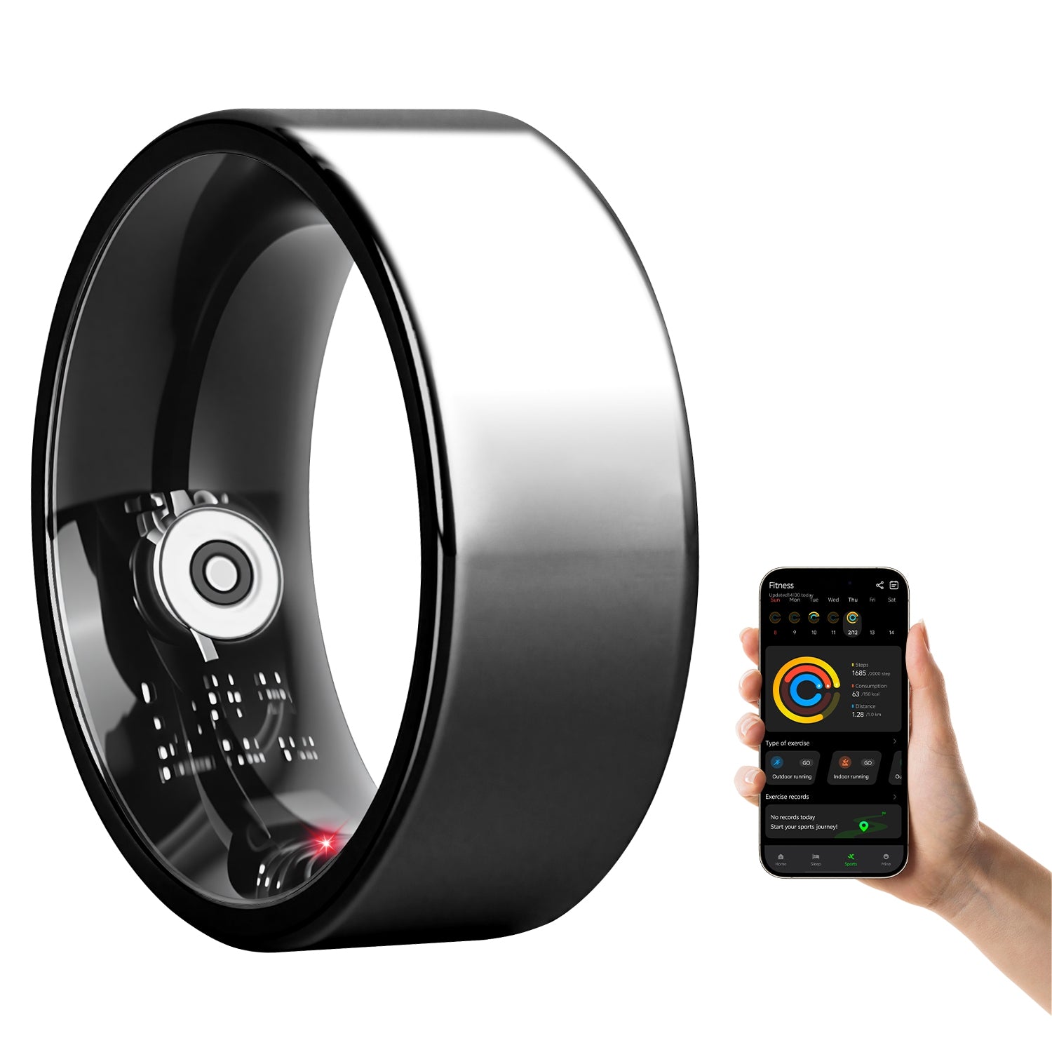 Smart Ring Health Tracker Fitness Sleep Stress HRV Tracker With Charging Case by Tech-Home Store