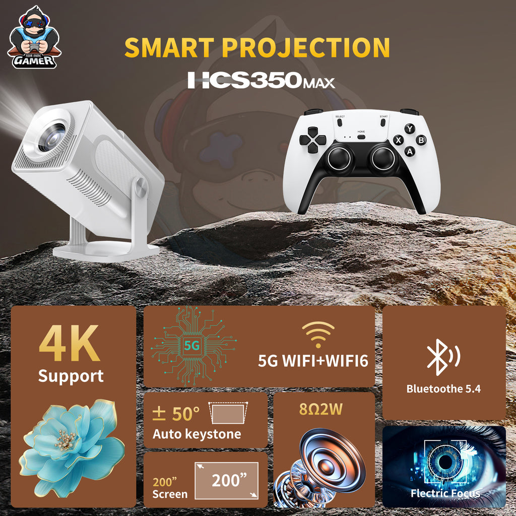 HCS350 Pro Mini Game Console Android Gaming - 4K Capable Projector For Portable Home Entertainment by Tech-Home Store