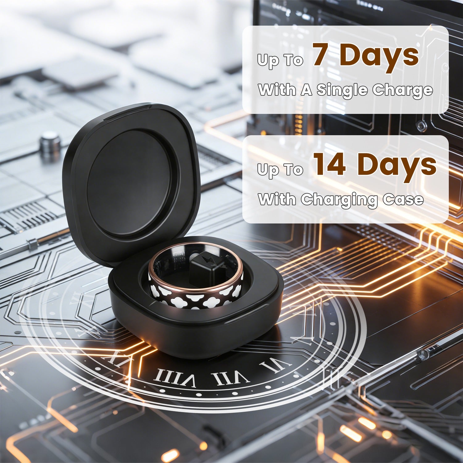 PulseForge Smart Ring Health Tracker - Round the Clock Heart Rate Sleep SpO2 HRV Stress Monitoring with Charging Case by Tech-Home Store