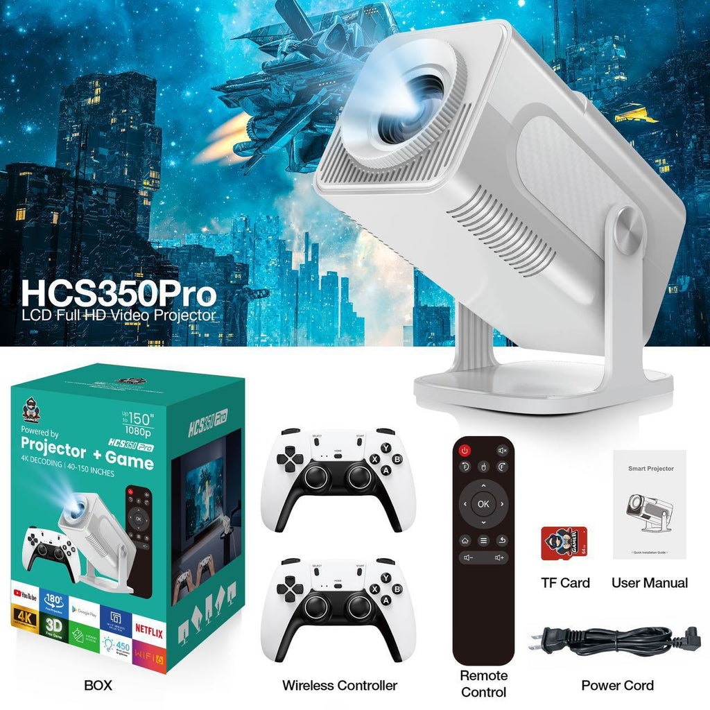 HCS350 Pro Mini Game Console Android Gaming - 4K Capable Projector For Portable Home Entertainment by Tech-Home Store