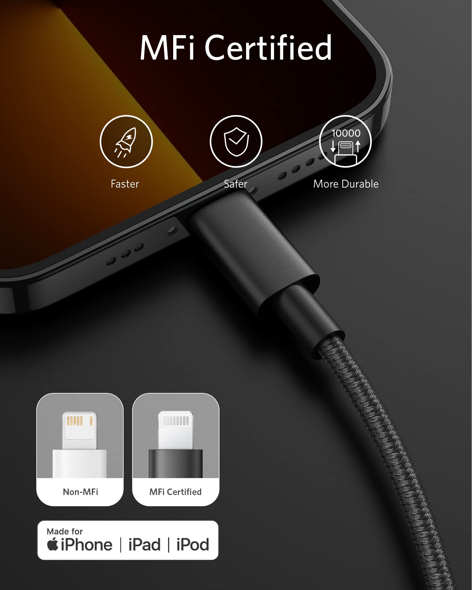 Anker 331 USB-C to Lightning Cable - Durable Fast Charging for iPhone On The Go Everyday by Anker