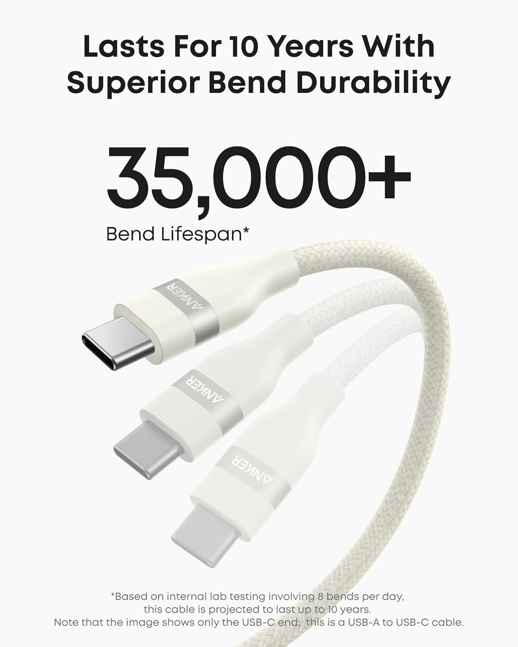 Anker USB A to USB C Cable - Upcycled Braided Design for Reliable Charging with 3 ft or 6 ft Lengths by Anker