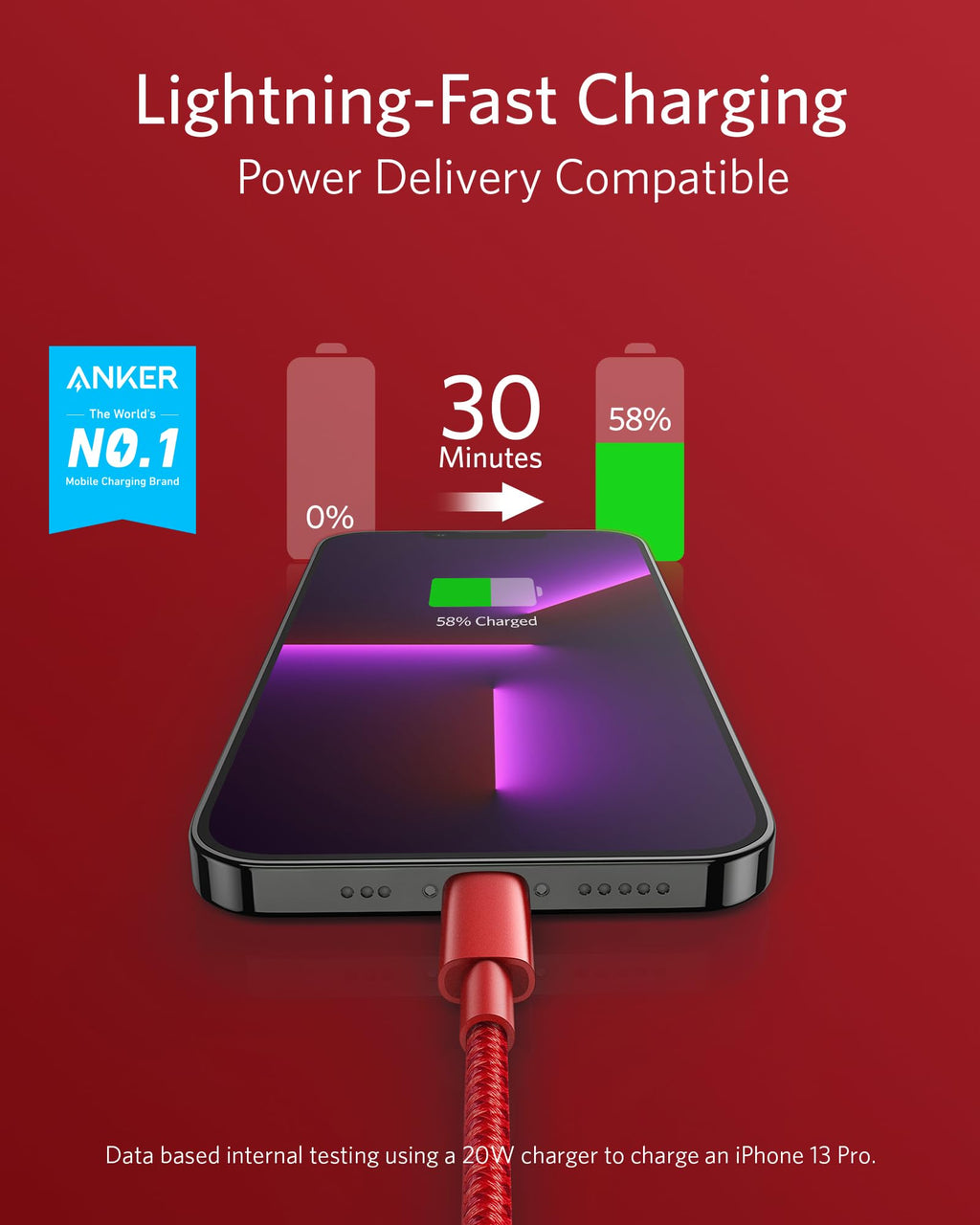 Anker 331 USB-C to Lightning Cable - Durable Fast Charging for iPhone On The Go Everyday by Anker