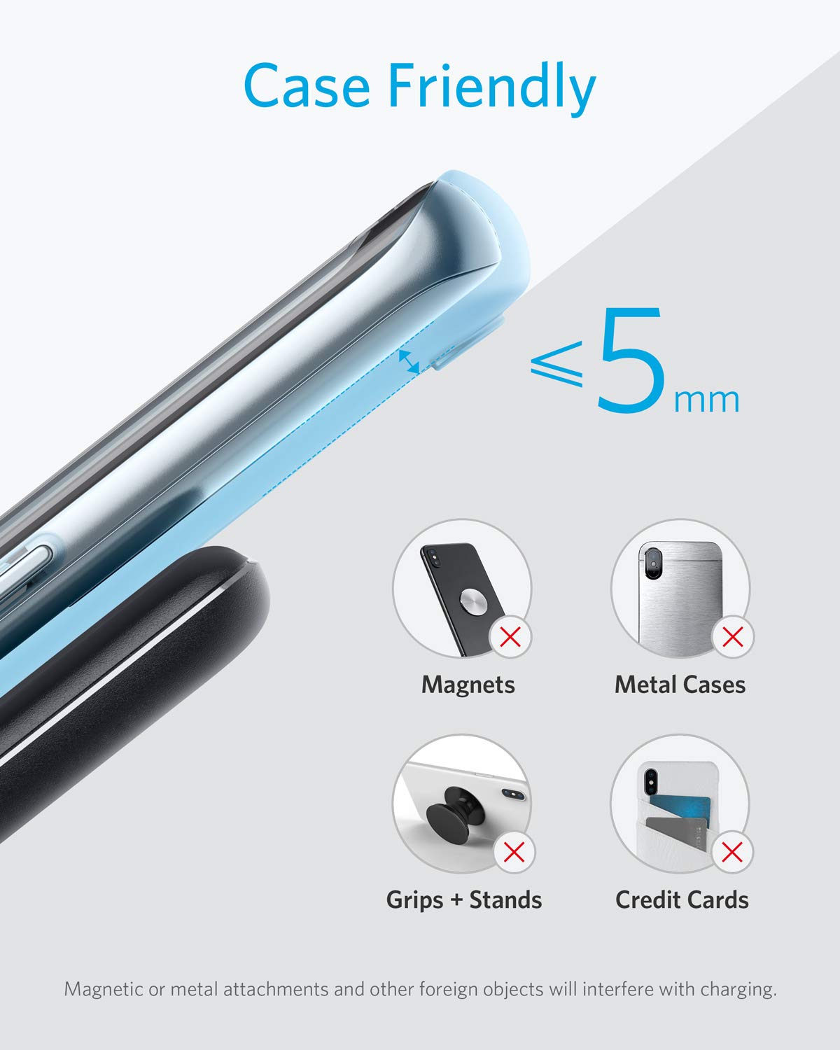 Anker 313 Wireless Charger Stand - Fast Galaxy Charging and Quick iPhone Charging on a Compact Desk Dock by Anker