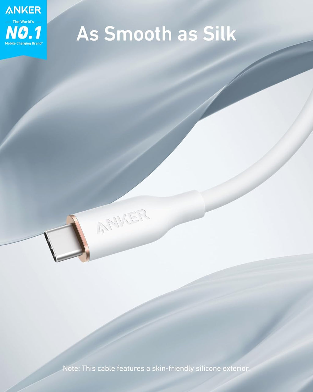 Anker 643 USB-C To USB-C Cable Flow Silicone - Soft-Touch Finish For Durable Daily Fast Charging by Anker