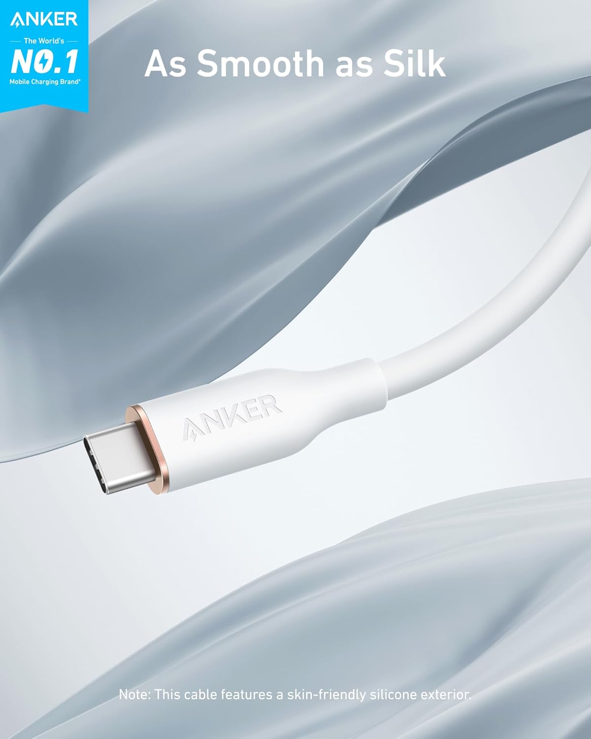 Anker 643 USB-C To USB-C Cable Flow Silicone - Soft-Touch Finish For Durable Daily Fast Charging by Anker