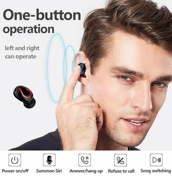 Bluetooth 5.1 Headset TWS Wireless Earphones Mini Earbuds Stereo Headphones IPX7 by Tech-Home Store