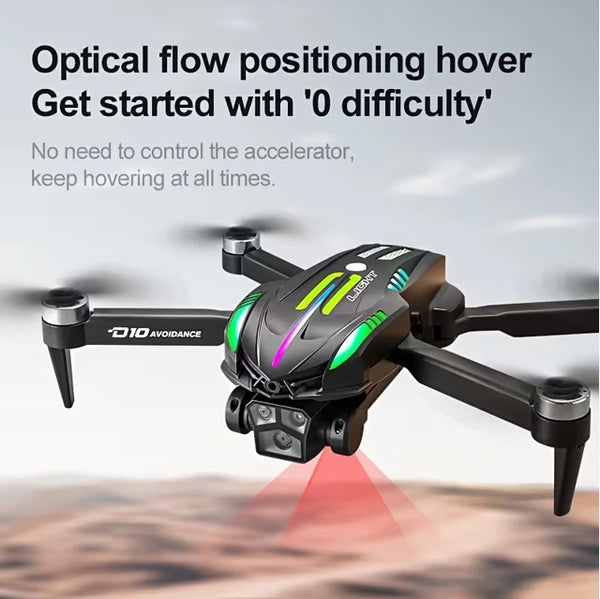 D10 Remote Control Obstacle Avoidance Drone, Gradient Flow Technology, Integrated Four-Directional Obstacle Avoidance System, Brushless Motor And Optical Flow Electronic Speed Controller by Tech-Home Store