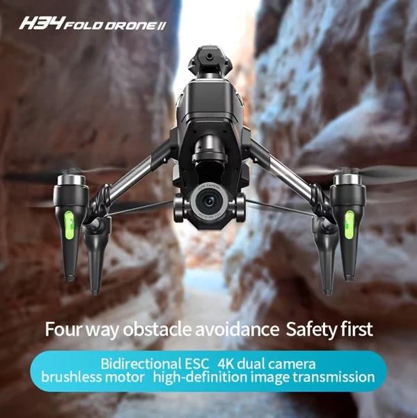 H34 High-definition Aerial Photography Drone (brushless Version) Electrically Adjustable Dual Lenses 360° Obstacle Avoidance System, Bidirectional Electric Stabilization Control System (2 E by Tech-Home Store