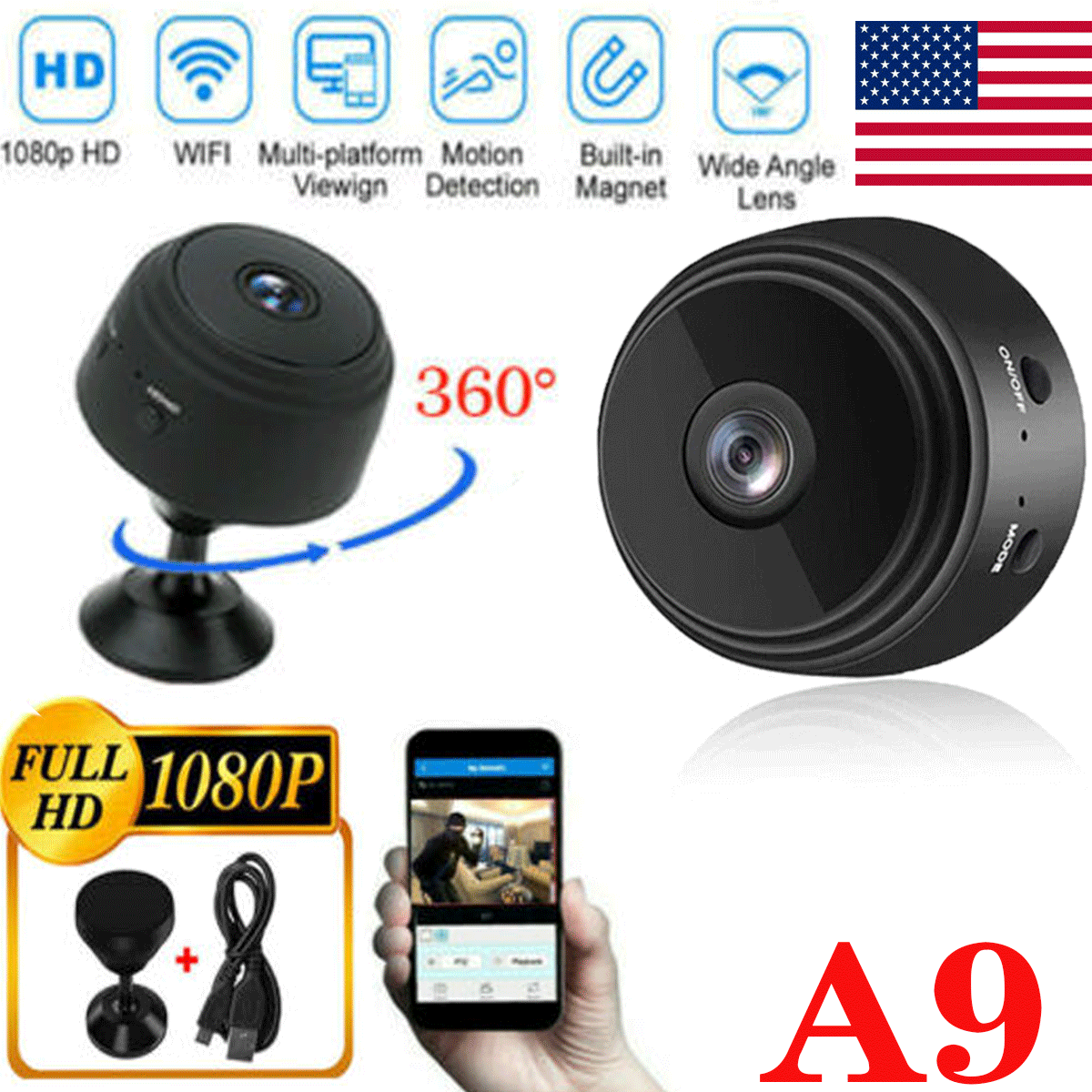 Mini Hidden Spy Camera Wireless Wifi IP Home Security 1080P HD DVR Night Vision by Anker