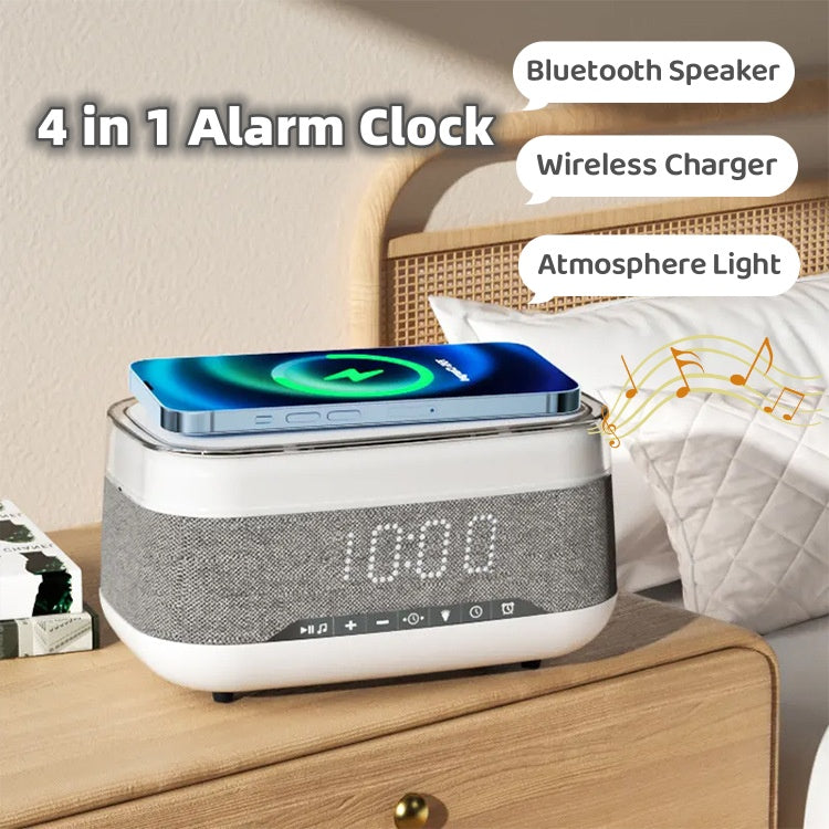 Intelligent Multifunctional Alarm Clock Bluetooth Speaker Wireless Charger Fast Charge Clock Atmosphere Night Light Home Decor by Anker