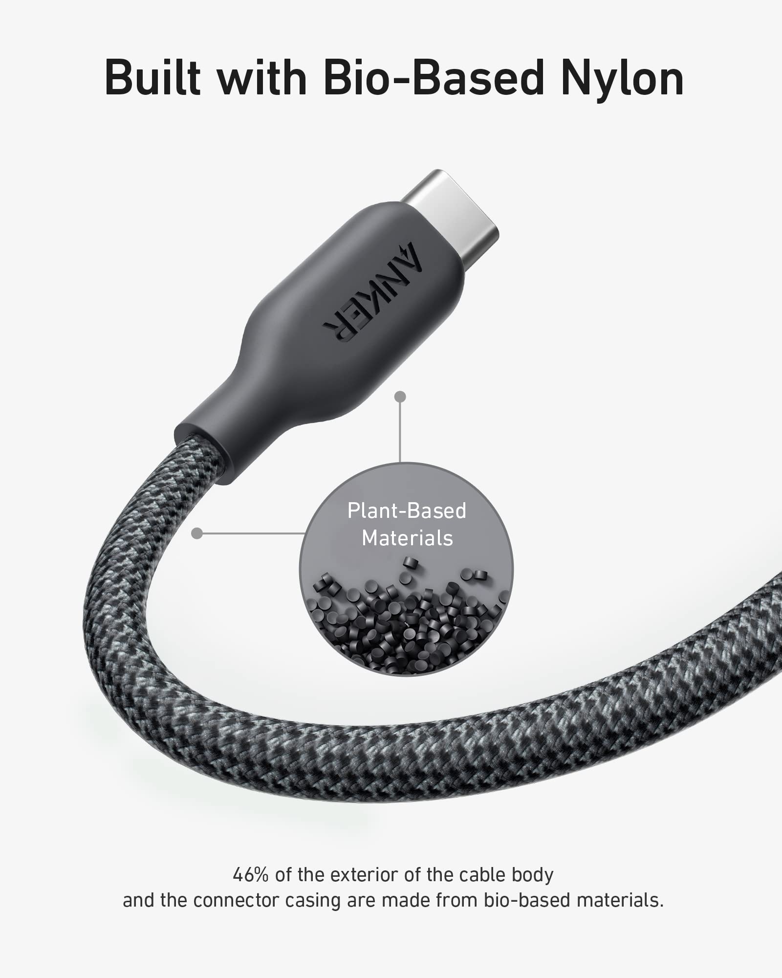 Anker 543 USB C To USB C Cable 240W PD - 10 Ft Bio Based Nylon Durability For Fast Charging And Everyday Use by Anker