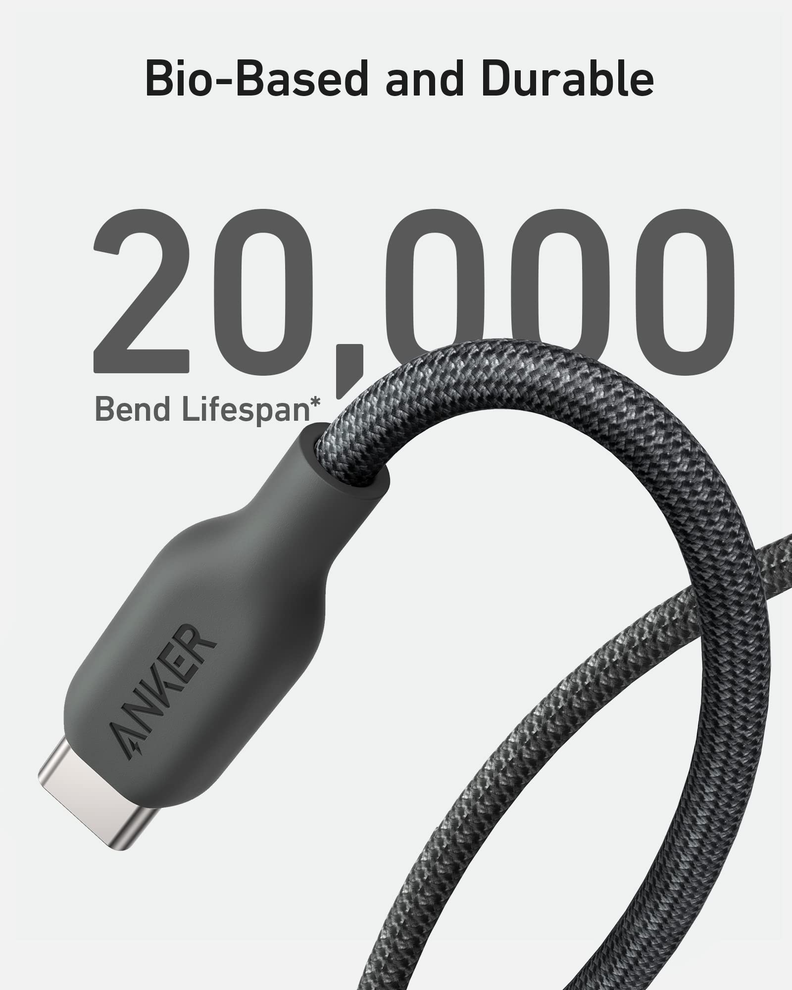 Anker 543 USB C To USB C Cable 240W PD - 10 Ft Bio Based Nylon Durability For Fast Charging And Everyday Use by Anker
