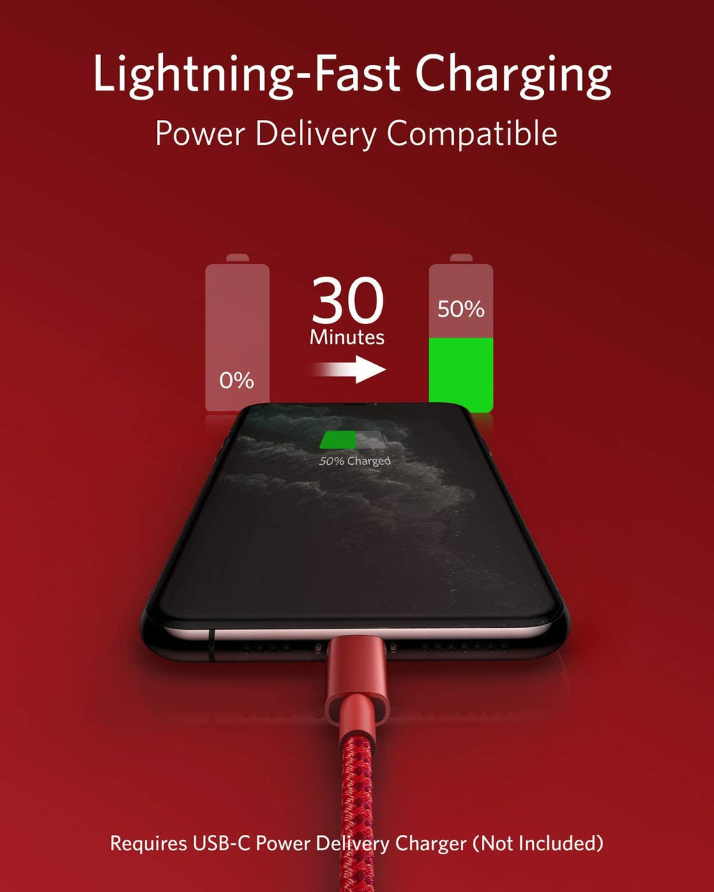 Anker 331 USB-C to Lightning Cable - Durable Fast Charging for iPhone On The Go Everyday by Anker