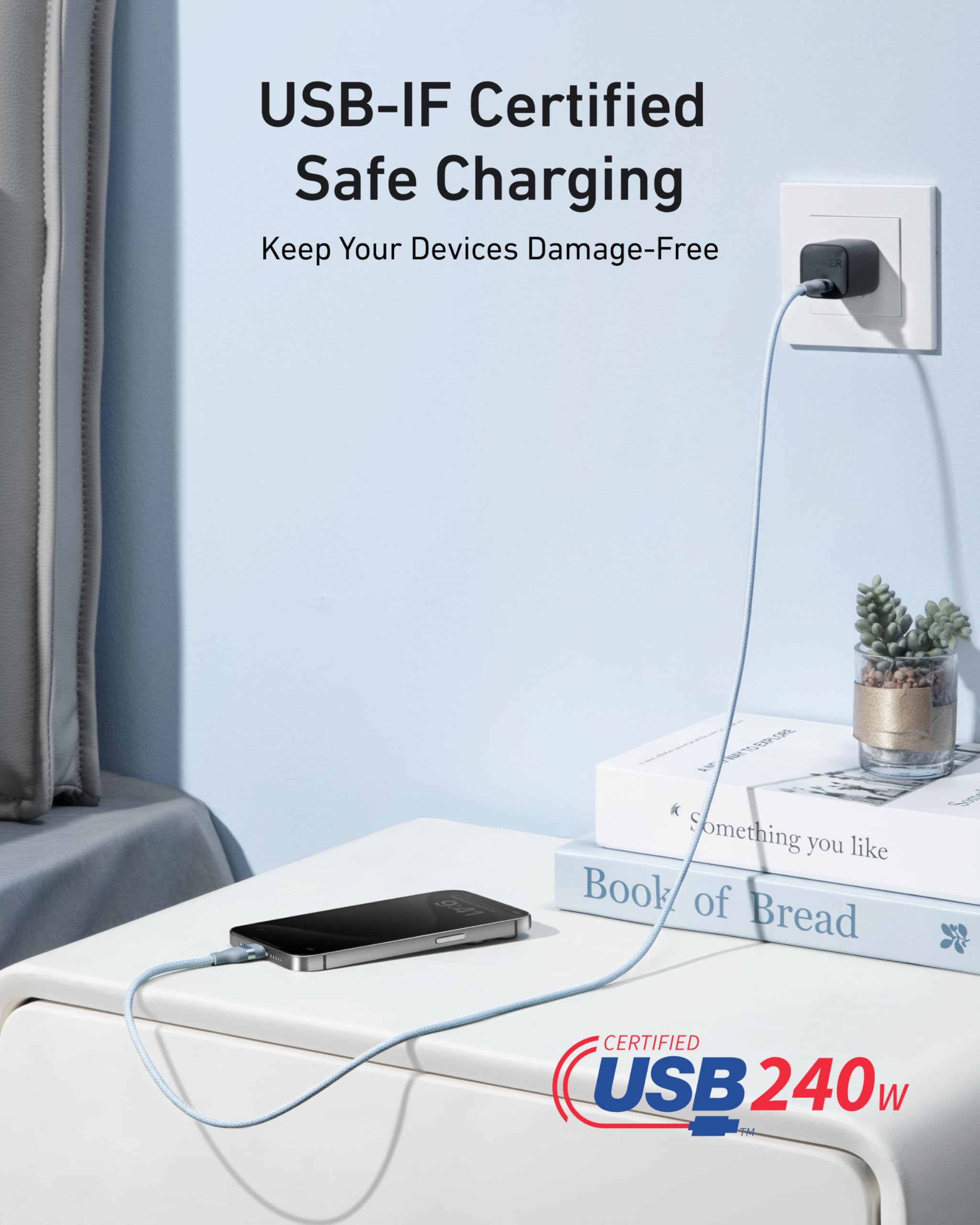 Anker USB-C To USB-C Cable 240W Upcycled Braided - Ultra Fast Charging For Laptops And Phones by Anker