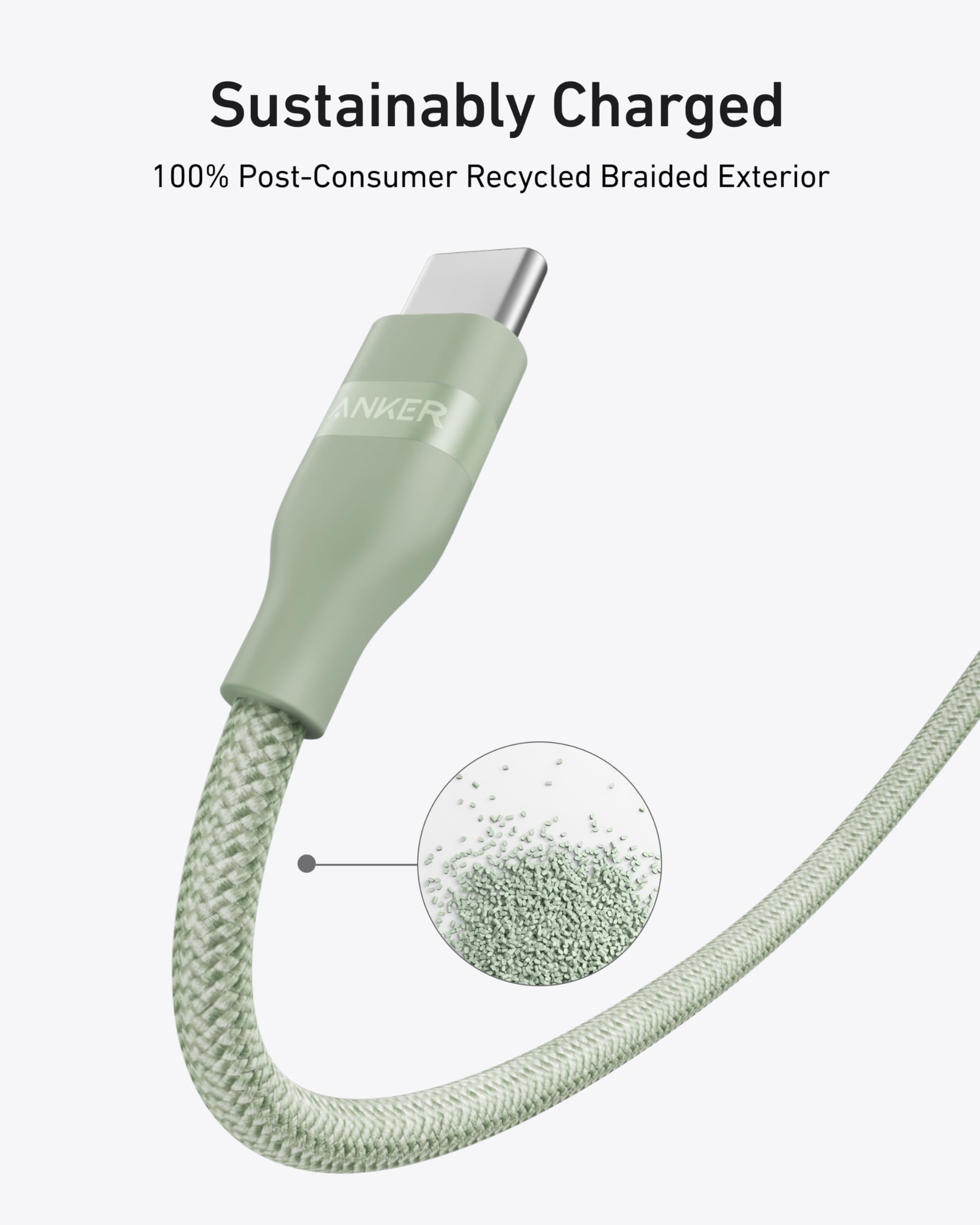 Anker USB-C to USB-C Cable 3 Ft and 6 Ft 240W Upcycled Braided - High Power USB-C Cable for Fast Charging by Anker