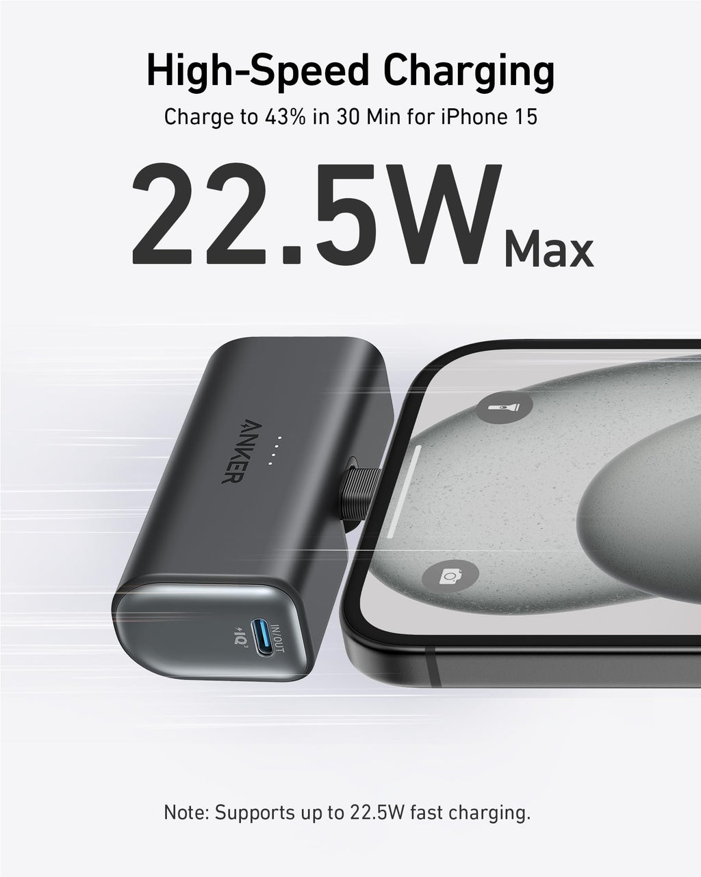 Anker Nano Power Bank 22.5W Fast Charging With Built In USB C Connector And Dual USB C Ports by Anker