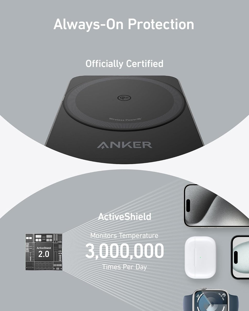 Anker MagGo Wireless Charging Station Foldable 3-in-1 - MagSafe 15W Wireless Charger for iPhone Apple Watch AirPods by Anker