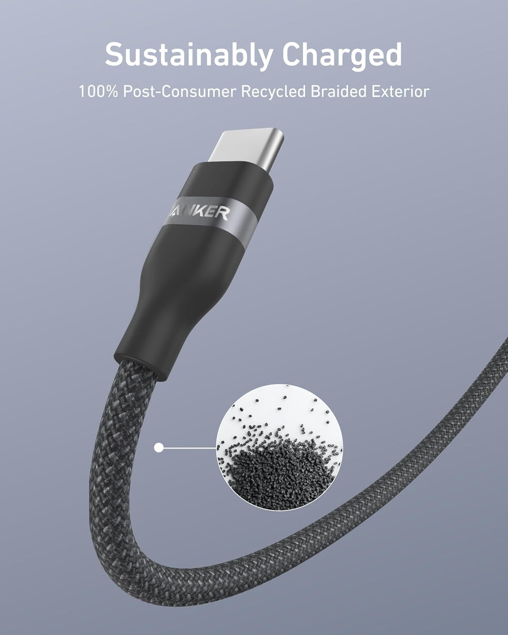 Anker USB-C to USB-C Cable 3 Ft and 6 Ft 240W Upcycled Braided - High Power USB-C Cable for Fast Charging by Anker