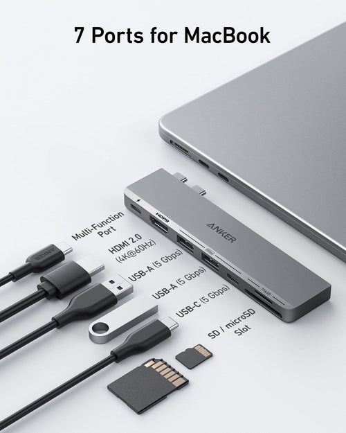 Anker 547 USB-C Hub 7-In-2 For MacBook - MagSafe Slot Friendly Compact Docking Hub by Anker