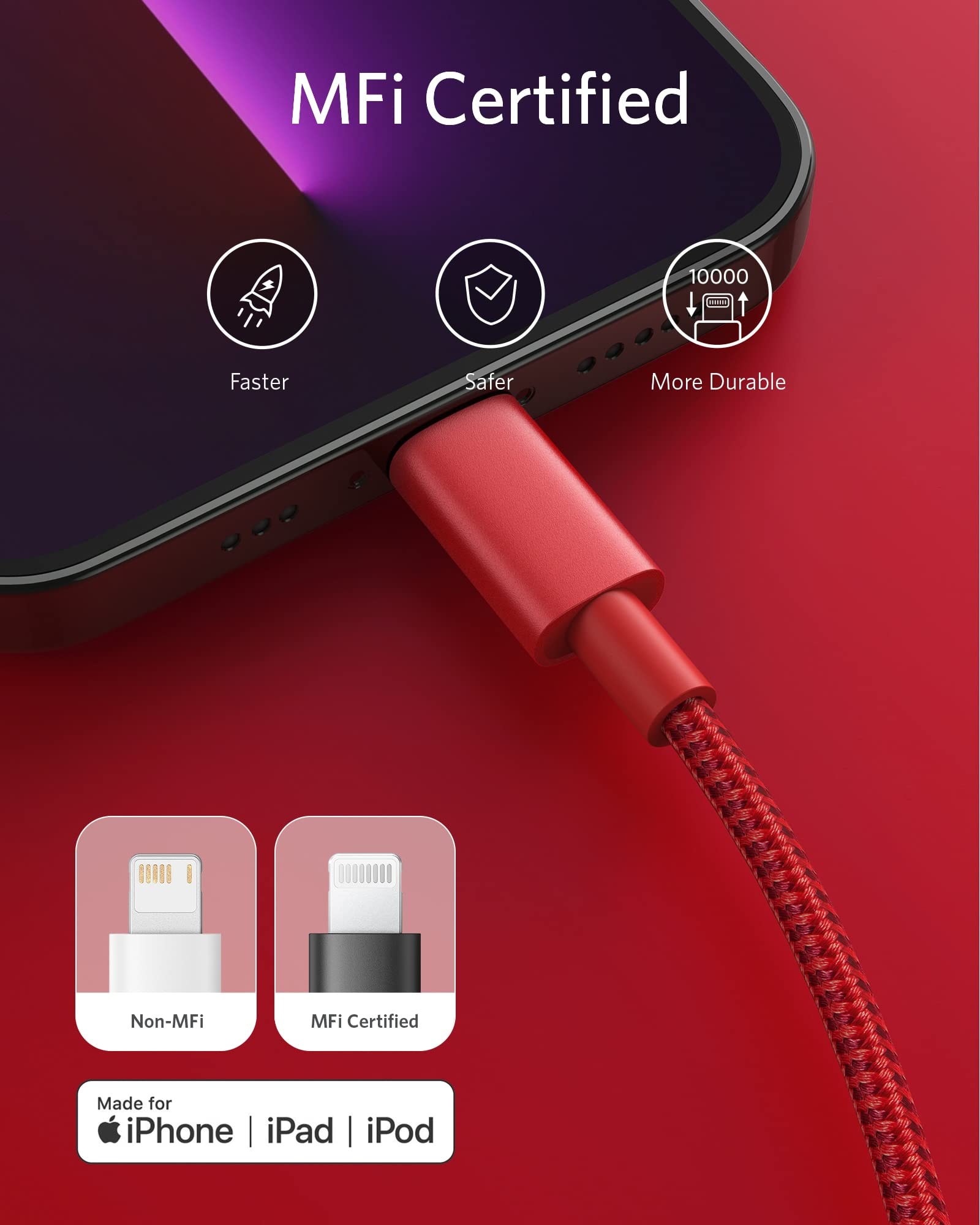 Anker 331 USB-C to Lightning Cable - Durable Fast Charging for iPhone On The Go Everyday by Anker