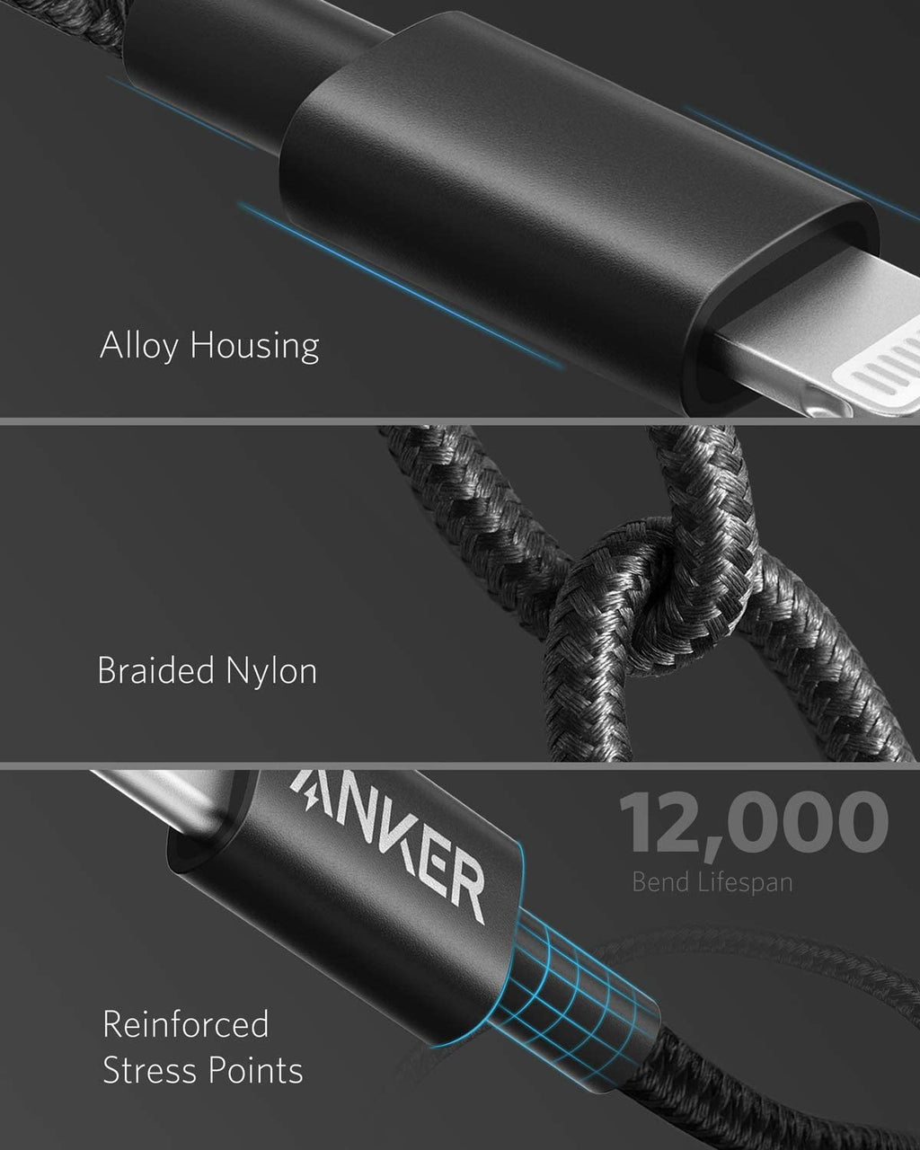 Anker 331 USB-C to Lightning Cable - Durable Fast Charging for iPhone On The Go Everyday by Anker