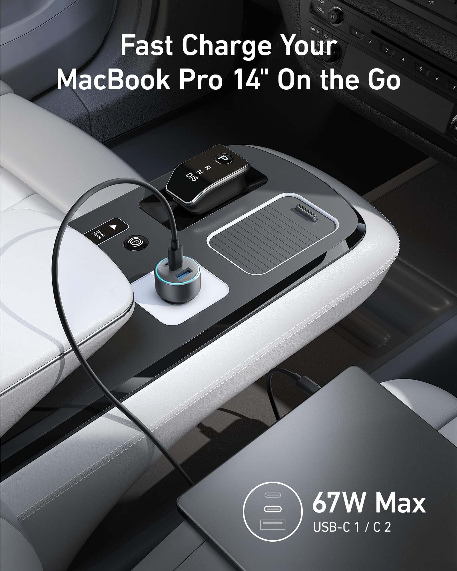 Anker 535 Car Charger - 67W Fast USB C Power For Up To Three Devices On The Go Travel Ready And Compact by Anker