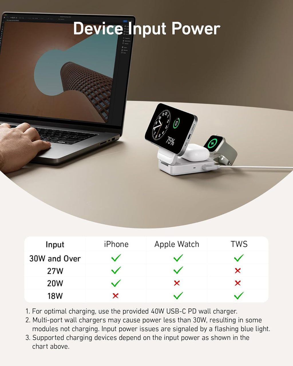 Anker MagGo Wireless Charging Station Foldable 3-in-1 - MagSafe 15W Wireless Charger for iPhone Apple Watch AirPods by Anker