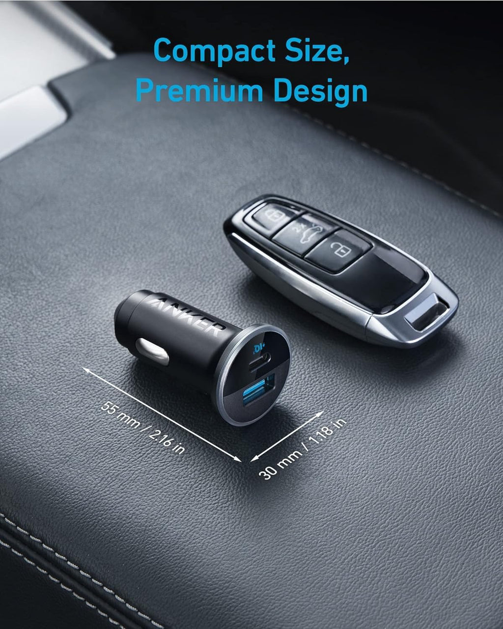 Anker 323 Car Charger Dual USB C 30W And USB A Fast Charging For Phones And Tablets by Anker
