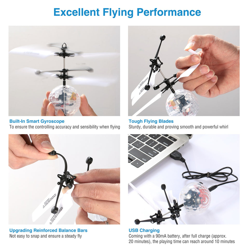 RC Flying Balls Electric Infrared Induction Drone Helicopter Ball LED Light Kids Flying Toy by Tech-Home Store