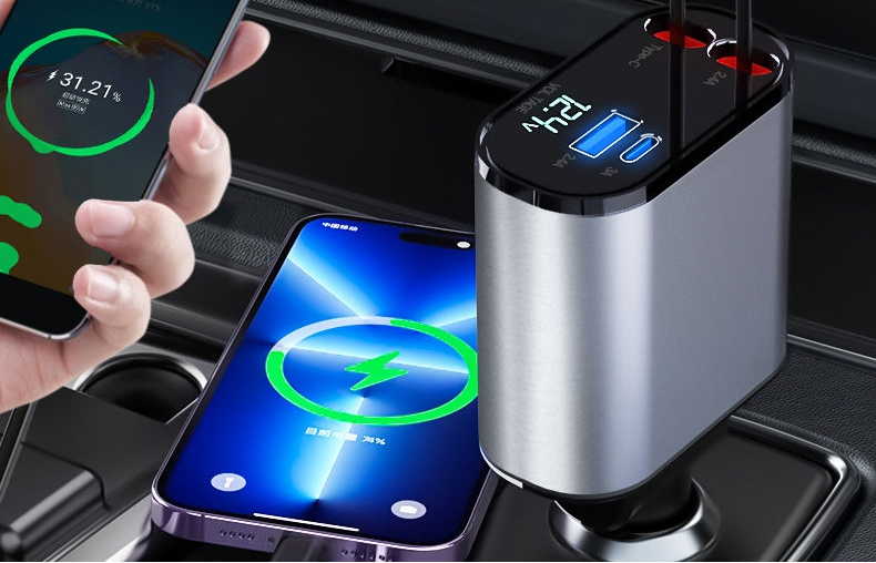 Metal Car Charger 100W USB Type C Fast Charging Cigarette Lighter Adapter by Tech-Home Store