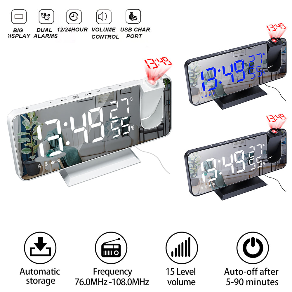 Multifunctional Radio Projection Alarm Clock by Tech-Home Store