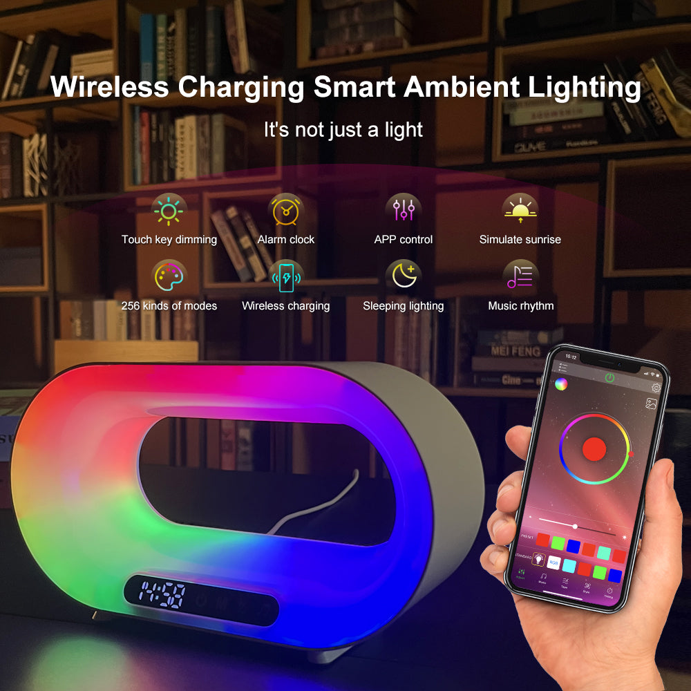 3 In 1 LED Night Light With Smart Multifunctional Wireless Charger Alarm Clock by Tech-Home Store