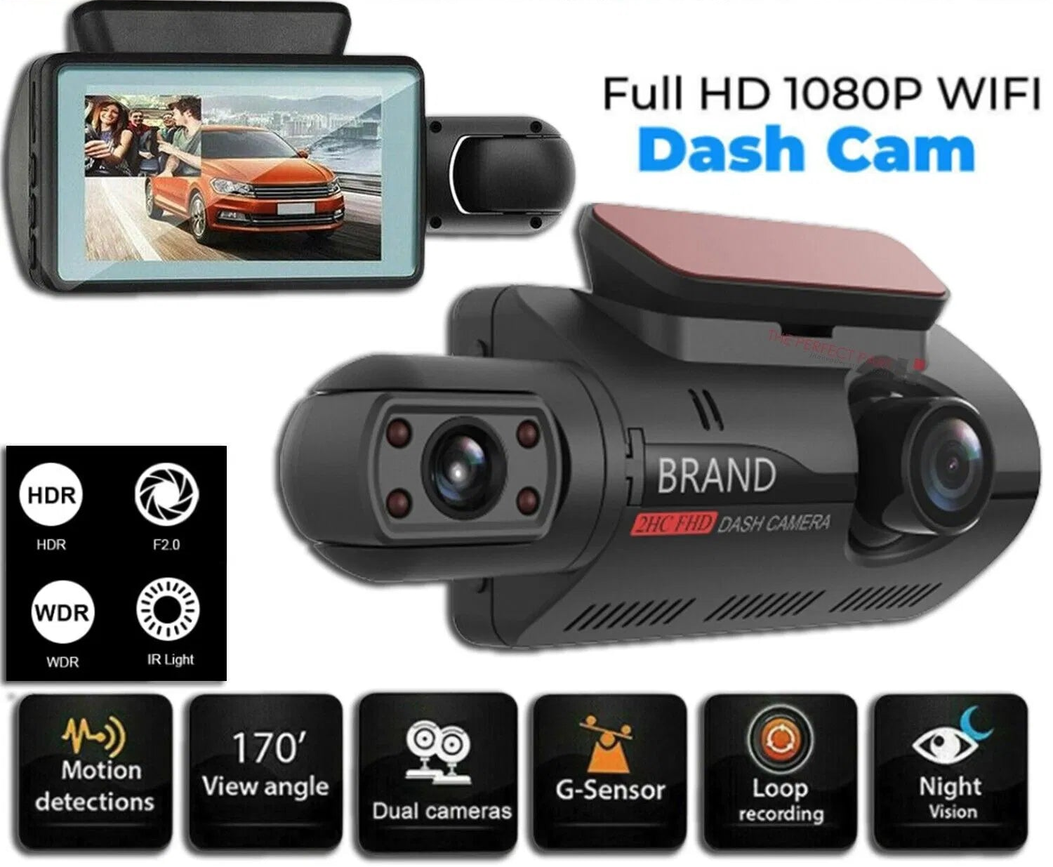 1080P Dual Lens Car DVR Dash Cam Video Recorder G-Sensor Front And Inside Camera by Anker