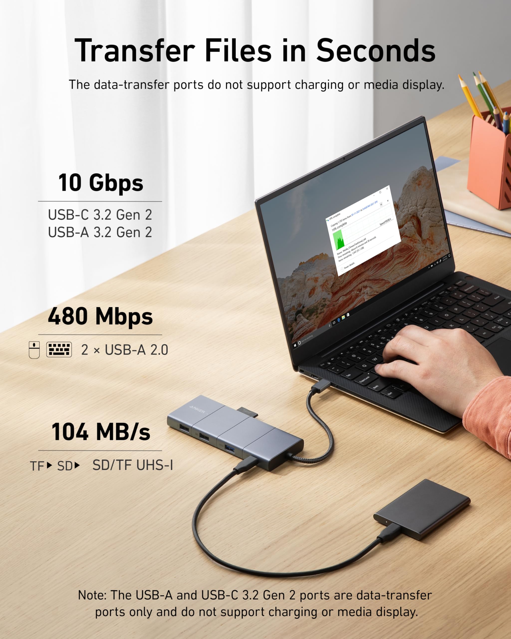 Anker 565 USB-C Hub 11-In-1 - Expand One USB-C Port Into 11 Ports With Fast Data Video Output And Charging by Anker