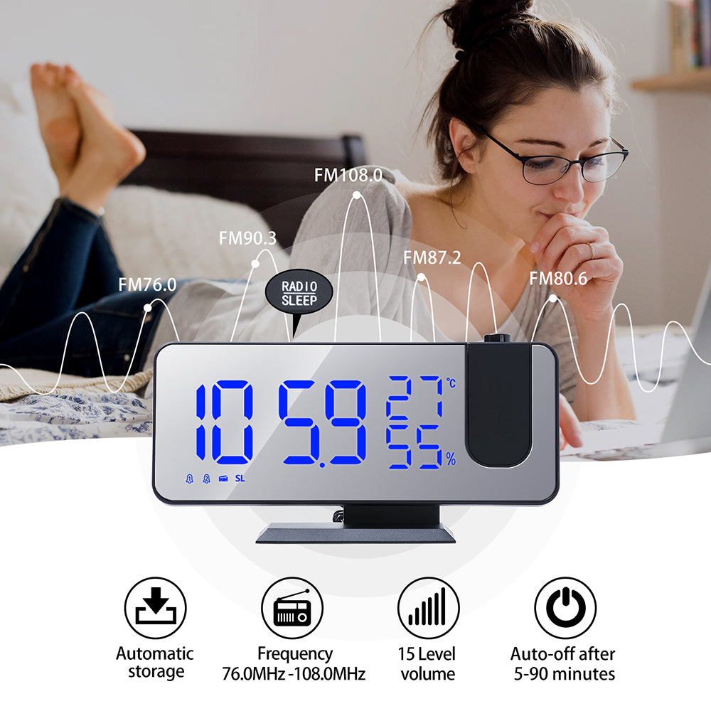 Multifunctional Radio Projection Alarm Clock by Tech-Home Store