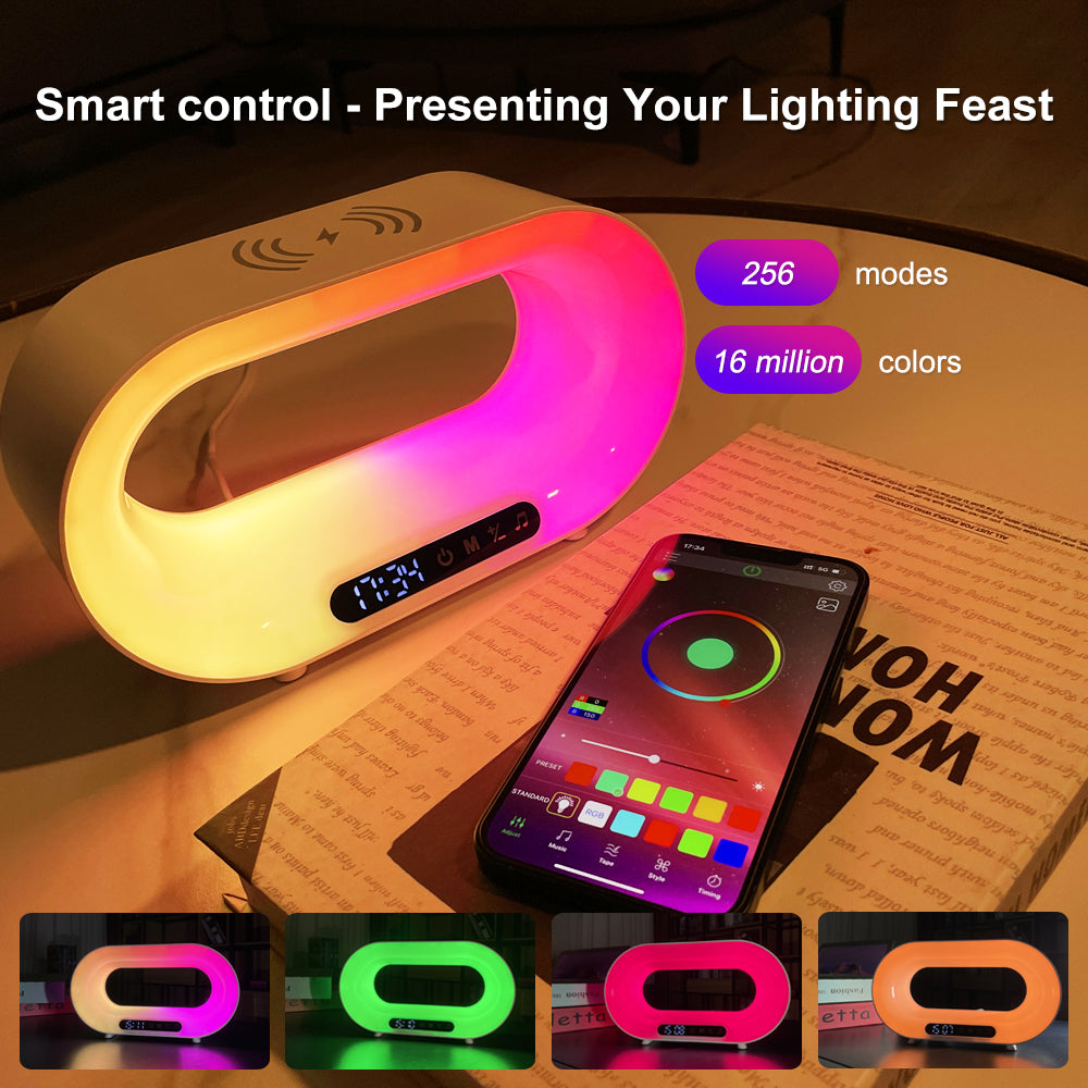 3 In 1 LED Night Light With Smart Multifunctional Wireless Charger Alarm Clock by Tech-Home Store
