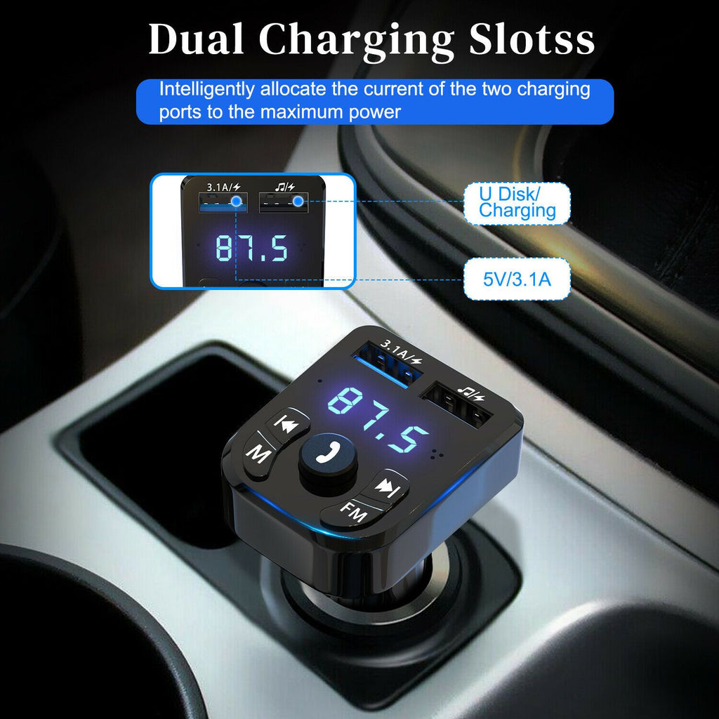 Wireless Car Bluetooth FM Transmitter MP3 Audio USB Charger Adapter Handsfree by Tech-Home Store