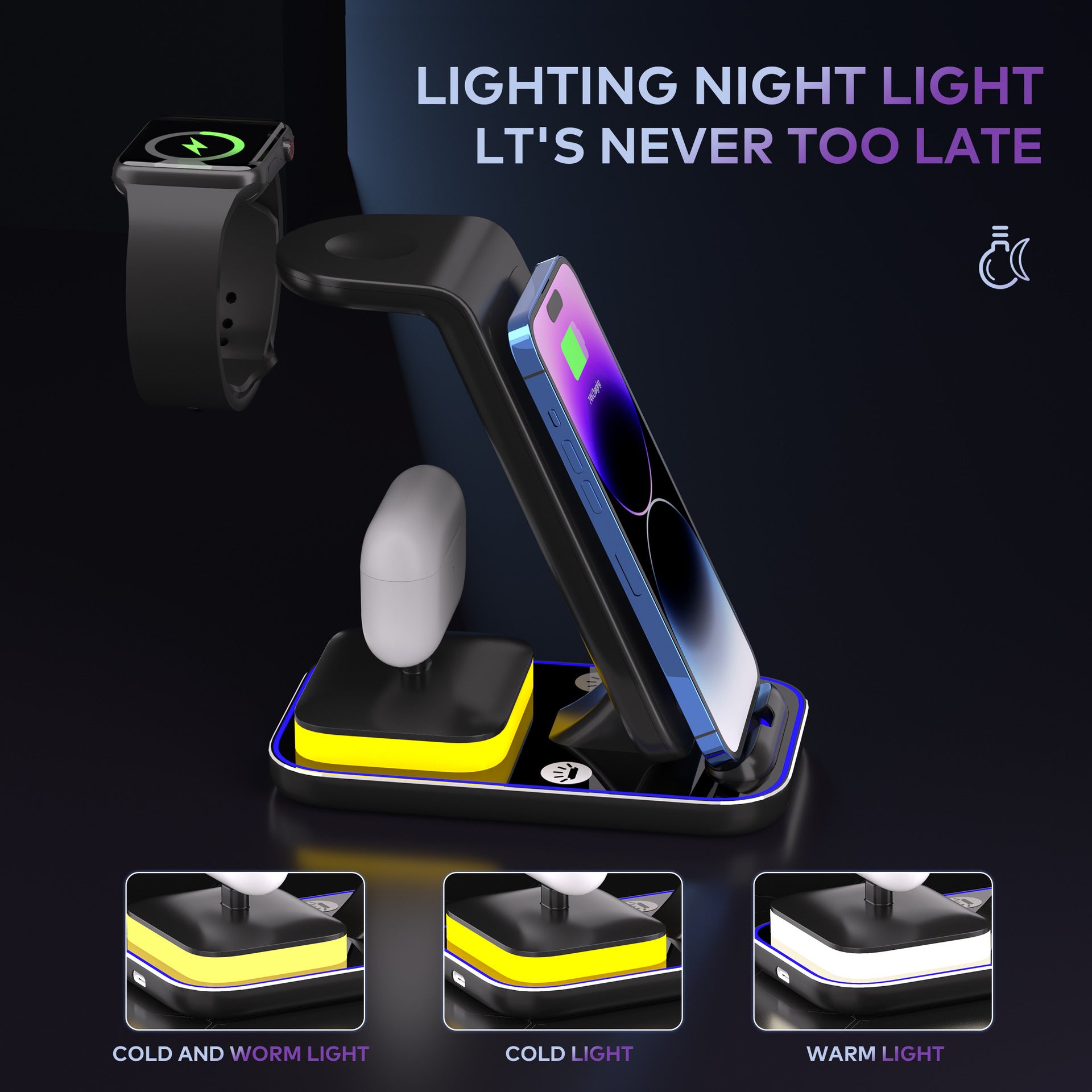NovaCharge 15W Vertical Wireless Charger For Phone Watch And Headset - Fast Charge Stand With Universal Fit by Tech-Home Store