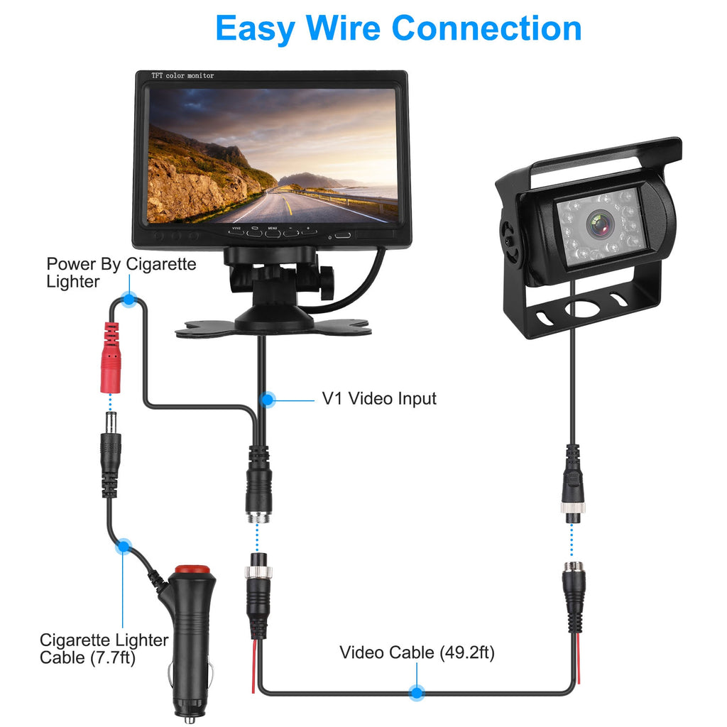 7In Screen Backup Camera System Vehicle Rear View Monitor Kit IP67 Waterproof Car Parking Reverse System With Night Vision For Car Trunk Van SUV by Tech-Home Store