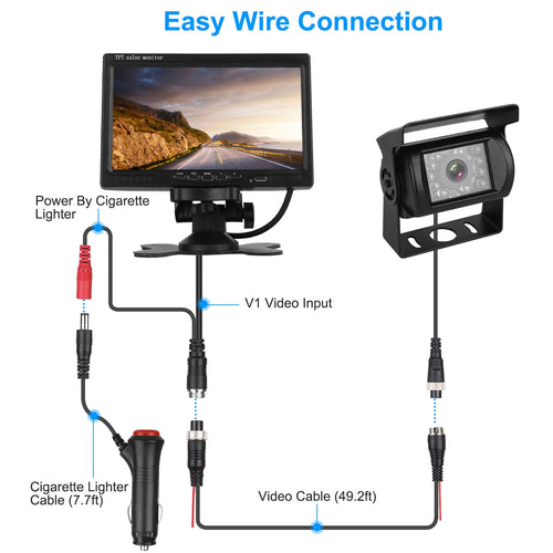 7In Screen Backup Camera System Vehicle Rear View Monitor Kit IP67 Waterproof Car Parking Reverse System With Night Vision For Car Trunk Van SUV by Tech-Home Store