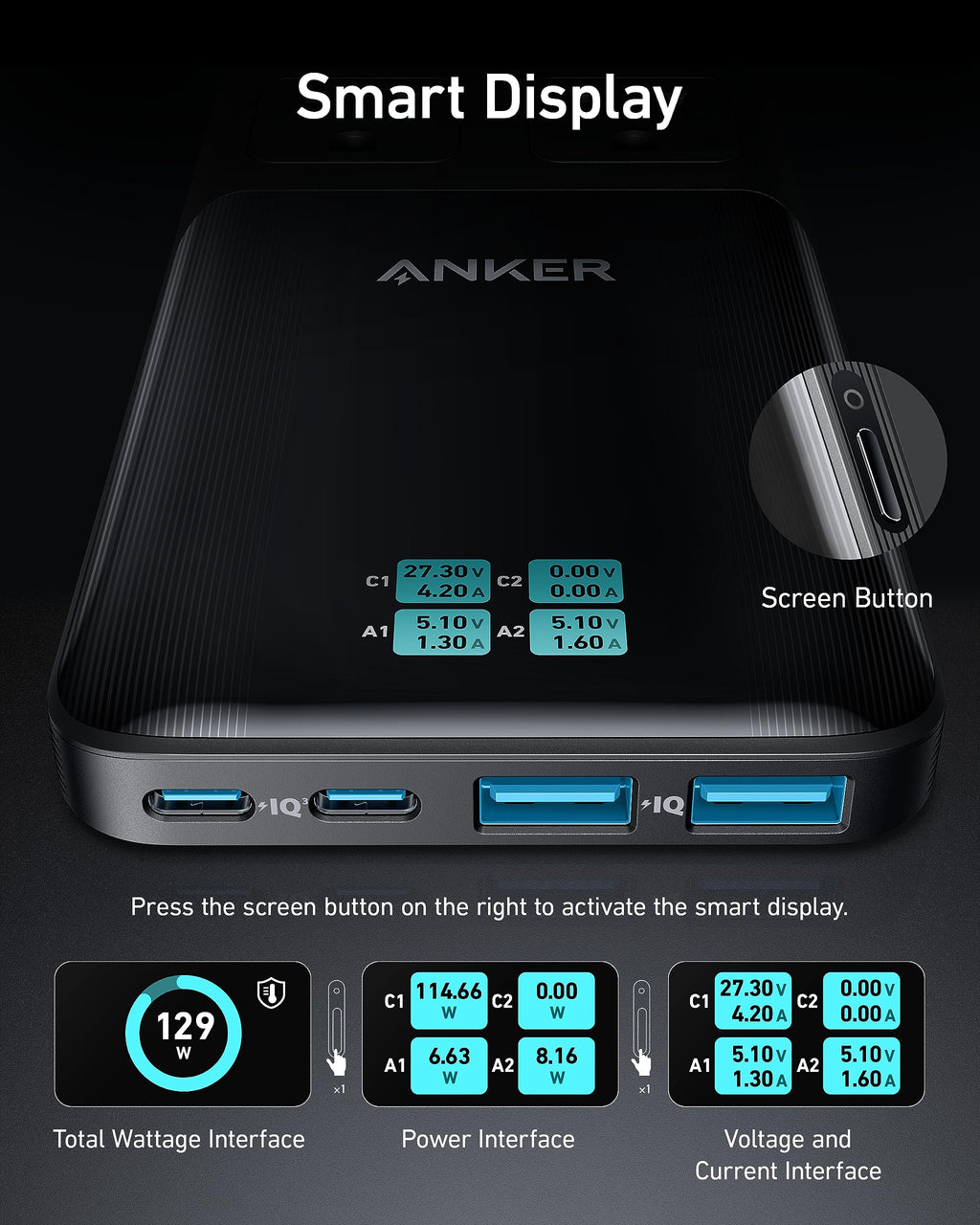 Anker Prime Six in One Charging Station 140W GaN Fast Charging - Compact Desk Hub With Smart Safety by Anker