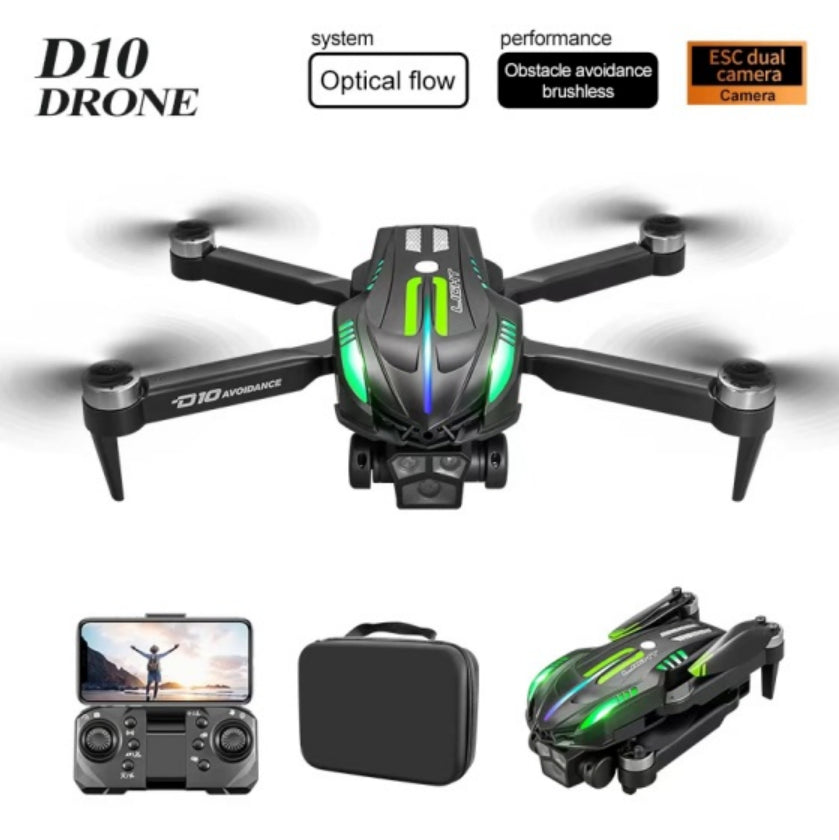 D10 Remote Control Obstacle Avoidance Drone, Gradient Flow Technology, Integrated Four-Directional Obstacle Avoidance System, Brushless Motor And Optical Flow Electronic Speed Controller by Tech-Home Store