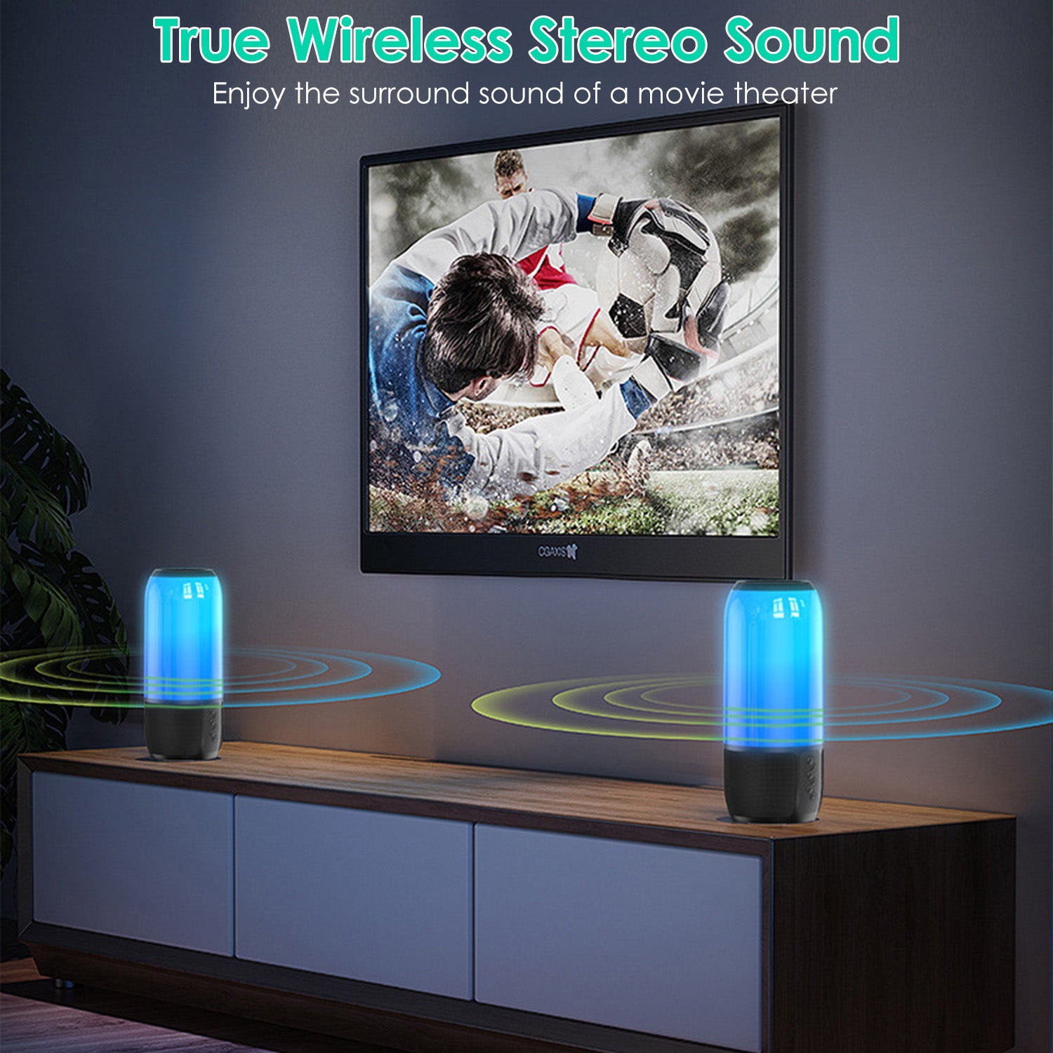 NovaSound Wireless Portable Bluetooth Speaker - 360 Degree Stereo Sound Dual 5W Drivers And 6 Color Changing Lights by Tech-Home Store