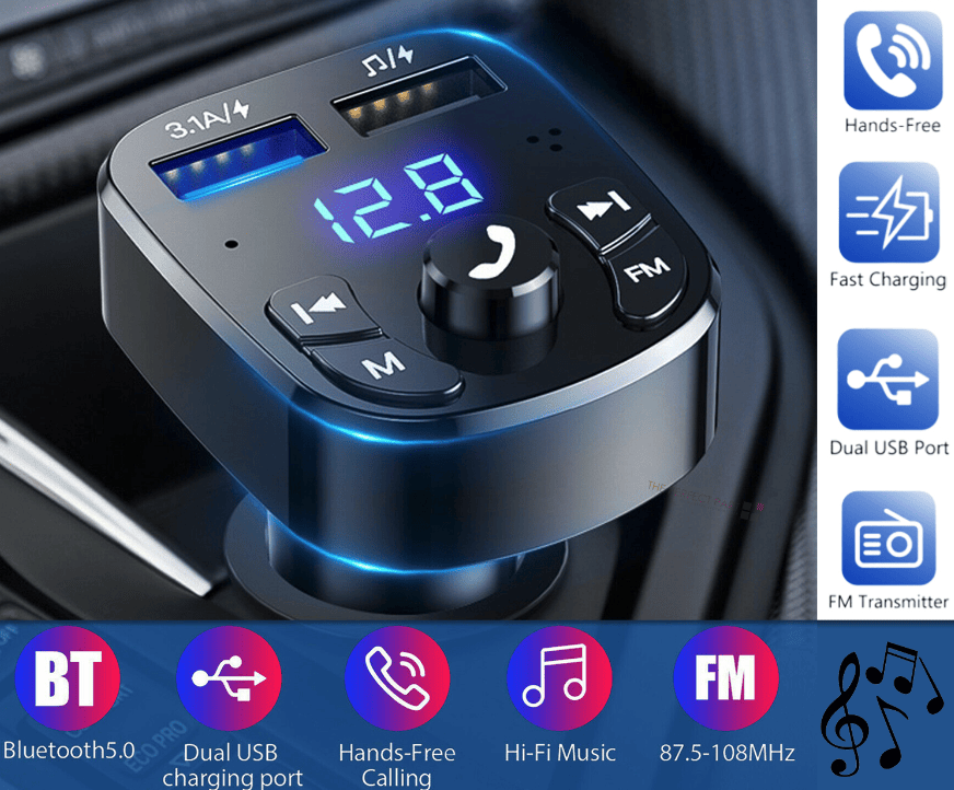 Wireless Car Bluetooth FM Transmitter MP3 Audio USB Charger Adapter Handsfree by Tech-Home Store