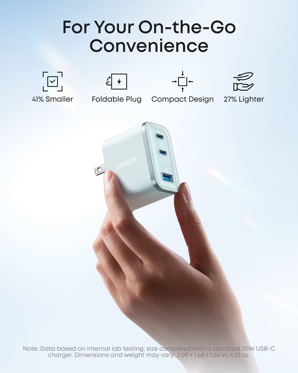 Anker Nano Charger 70W 3-Port - Ultra-Compact Fast USB-C Power for MacBook Pro and On the Go by Anker