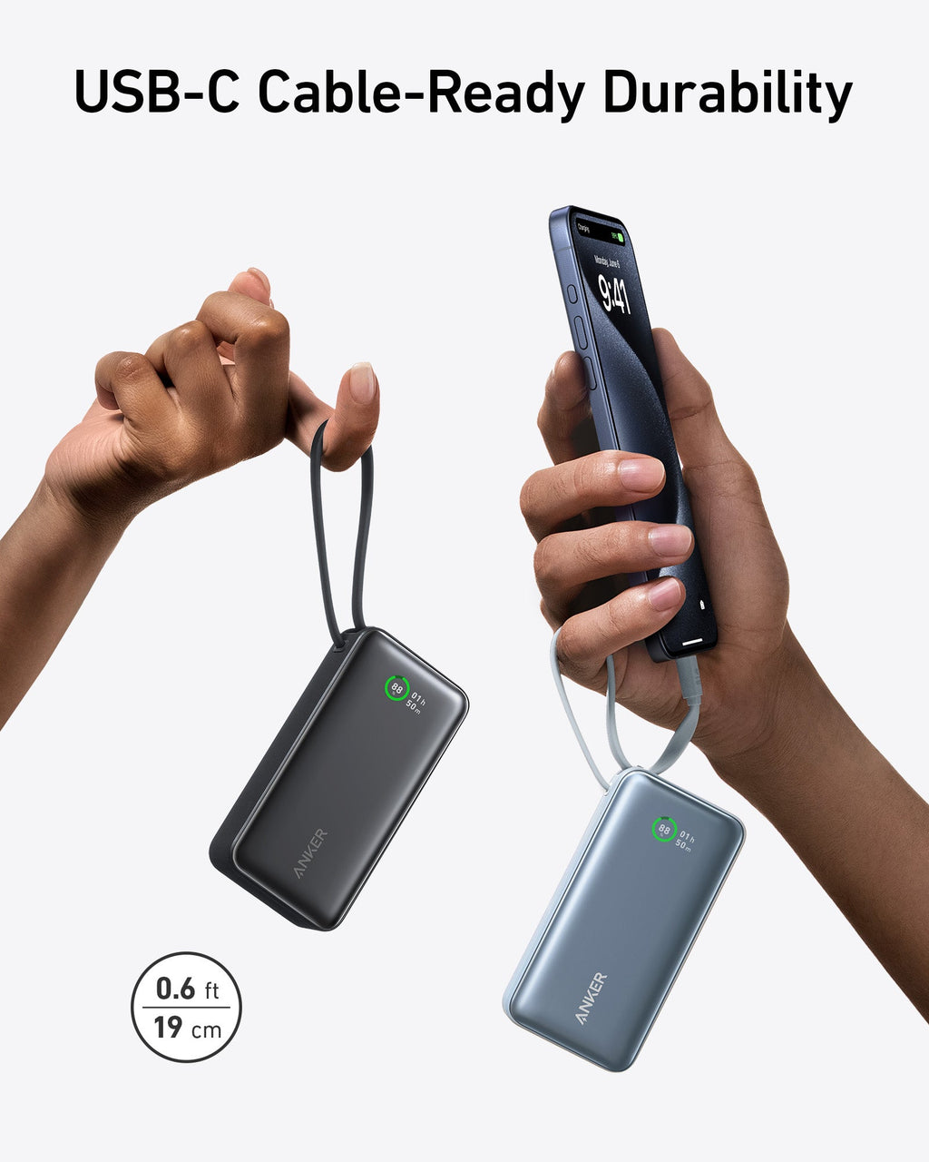 Anker Nano Power Bank - 30W Fast Charging With Built-In USB-C Cable For Phones Tablets And Laptops On The Go by Anker