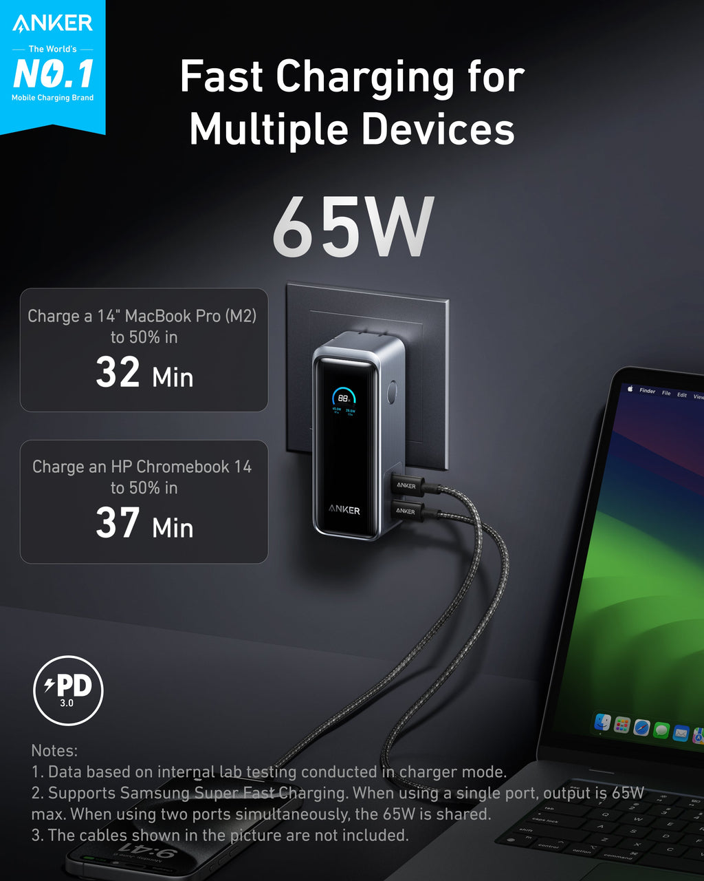 Anker Prime Power Bank Fusion 9.6K 65W - Ultra Compact High Capacity Travel Charger With 65W USB-C Power Delivery by Anker
