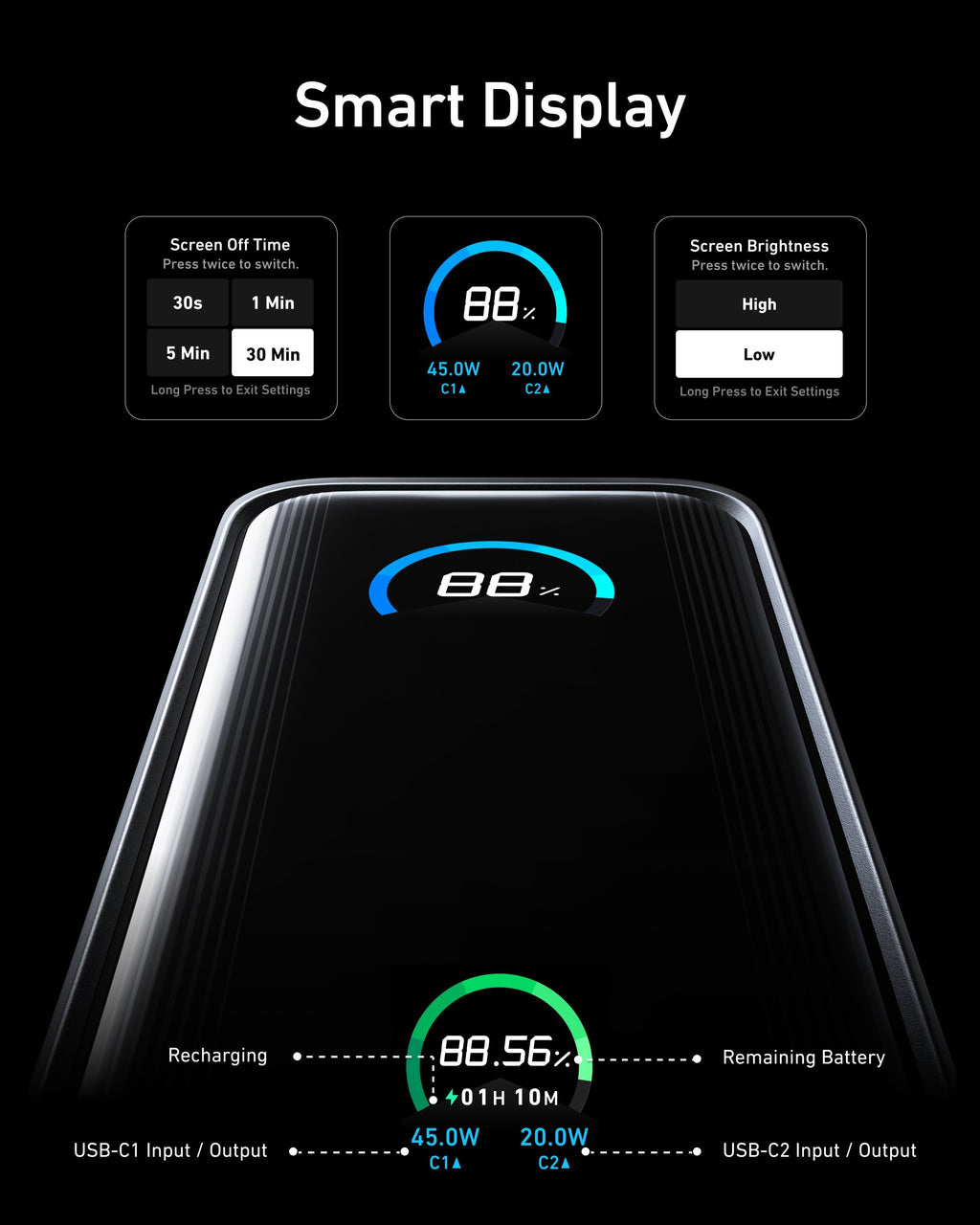 Anker Prime Power Bank Fusion 9.6K 65W - Ultra Compact High Capacity Travel Charger With 65W USB-C Power Delivery by Anker