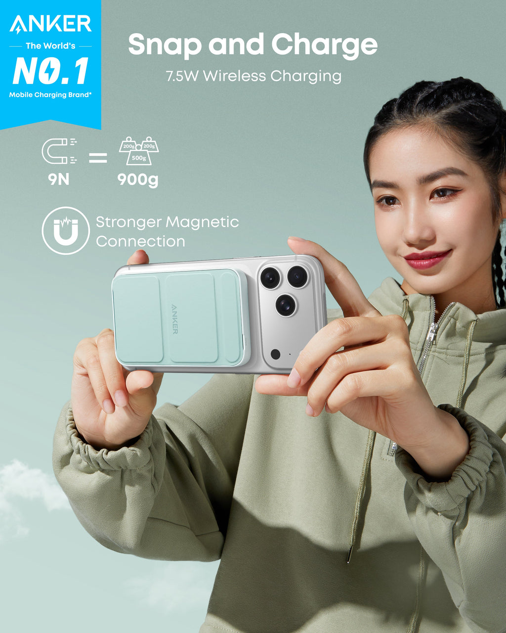 Anker 622 Magnetic Battery MagGo - Slim Magnetic Power Bank For iPhone 12, 13, 14 With Hands Free Convenience by Anker